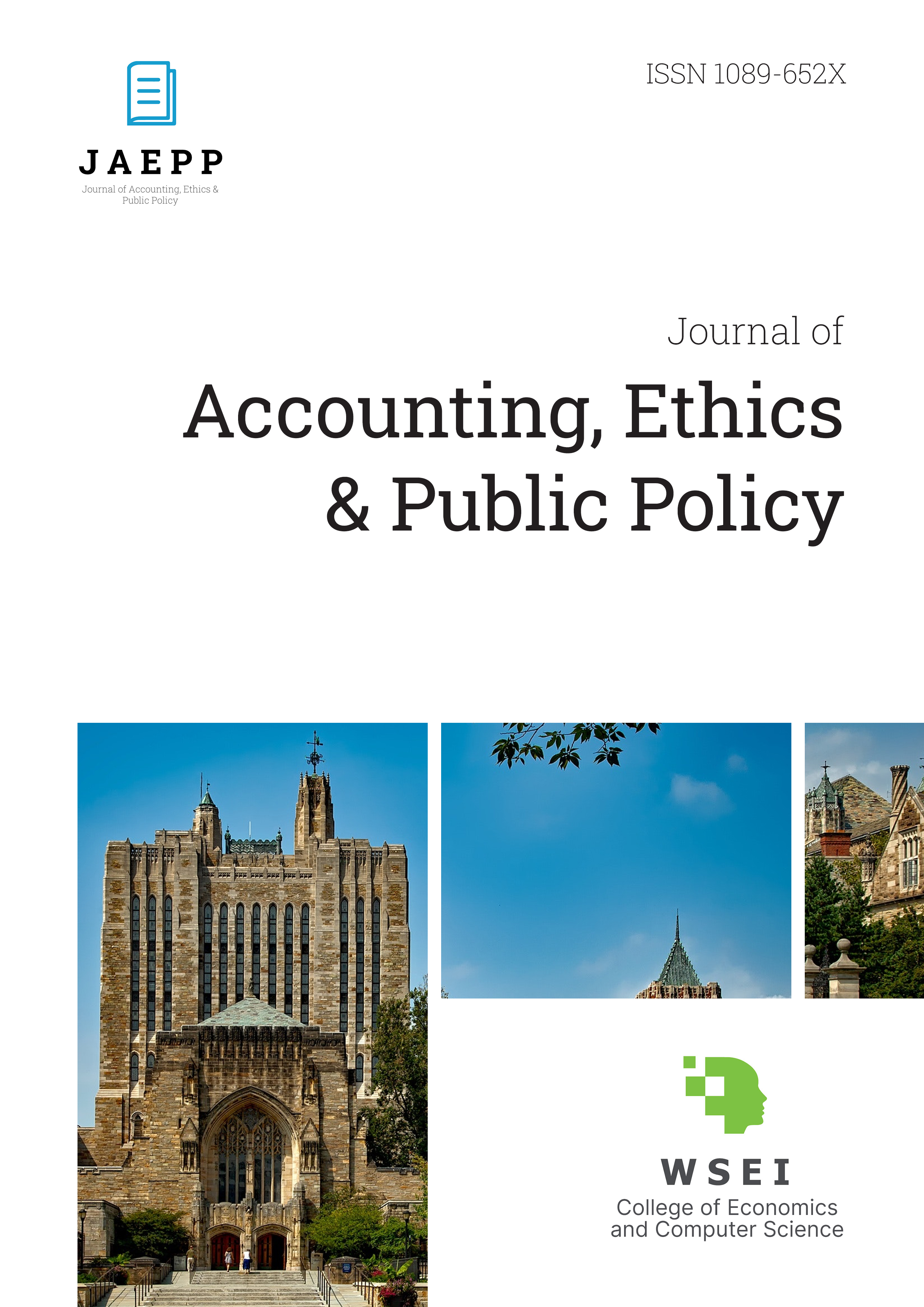 					View Vol. 22 No. 4 (2021): Journal of Accounting, Ethics & Public Policy, JAEPP
				
